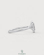 Elongated moissanite half-bezel solitaire ring in 925 silver with a sleek, modern design from Kynora CJ.