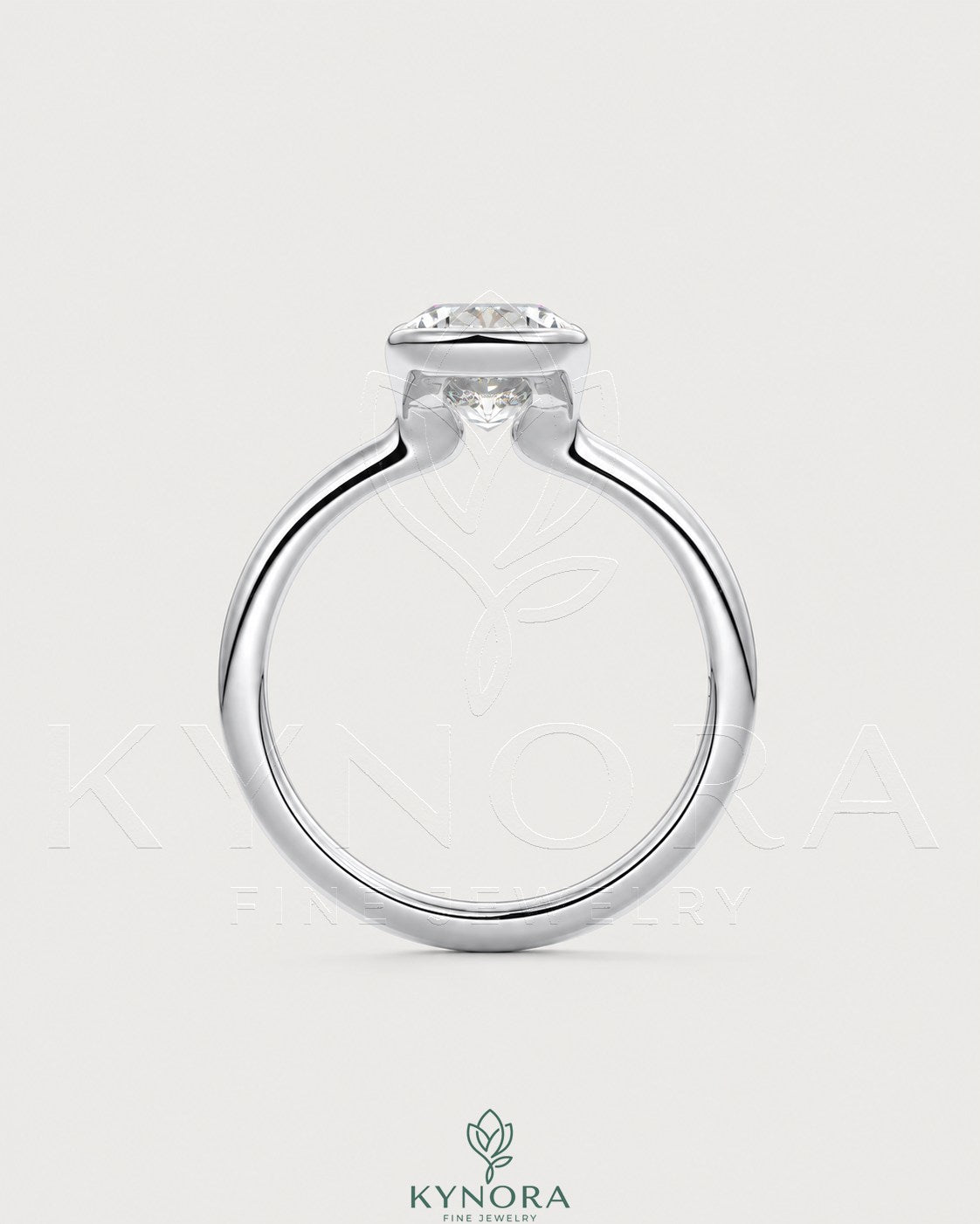 Elongated moissanite half-bezel solitaire ring in 925 silver with a sleek design, featuring a sparkling elongated gemstone setting.