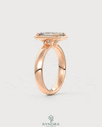 Emerald cut moissanite bezel engagement ring in 925 silver with a sleek band and sparkling center stone.