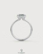 Emerald cut moissanite bezel engagement ring in 925 silver with a sleek band, showcasing elegant jewelry craftsmanship.