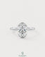 Oval moissanite half-bezel solitaire engagement ring in 925 silver with a sleek, elegant design.