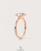 Oval moissanite half-bezel solitaire engagement ring in 925 silver, showcasing a sleek, elegant design with a central gemstone.