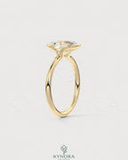 Oval Moissanite half-bezel solitaire engagement ring in 925 silver, featuring a sleek design and sparkling stone setting.