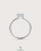 Oval moissanite half-bezel solitaire engagement ring in 925 silver with a sleek design featuring a sparkling stone.