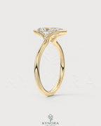 Radiant cut moissanite half-bezel engagement ring in 925 silver with intricate band detail, by Kynora CJ.