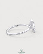 Radiant cut moissanite half-bezel engagement ring in 925 silver with detailed setting, made by Kynora CJ.