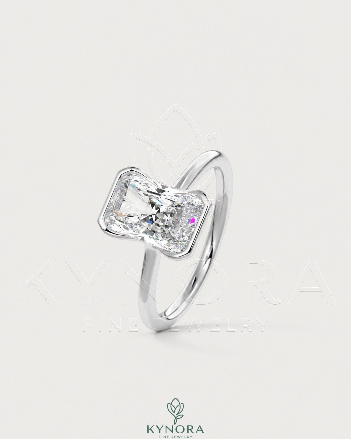 Radiant Cut Moissanite Half-Bezel Engagement Ring in 925 Silver Secondary image