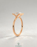 Princess cut moissanite half-bezel solitaire ring in 925 silver featuring a sleek, modern design by Kynora CJ.