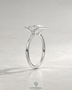 Princess cut moissanite half-bezel solitaire ring in 925 silver with a sleek design, showcasing the sparkling gemstone and polished band.