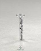 Asscher cut moissanite half-bezel solitaire ring in 925 silver, featuring a sleek design and sparkling gemstone.