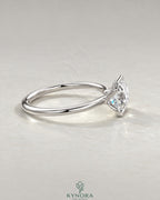 Asscher cut moissanite half-bezel solitaire ring in 925 silver with a sleek band, showcasing elegant jewelry design.