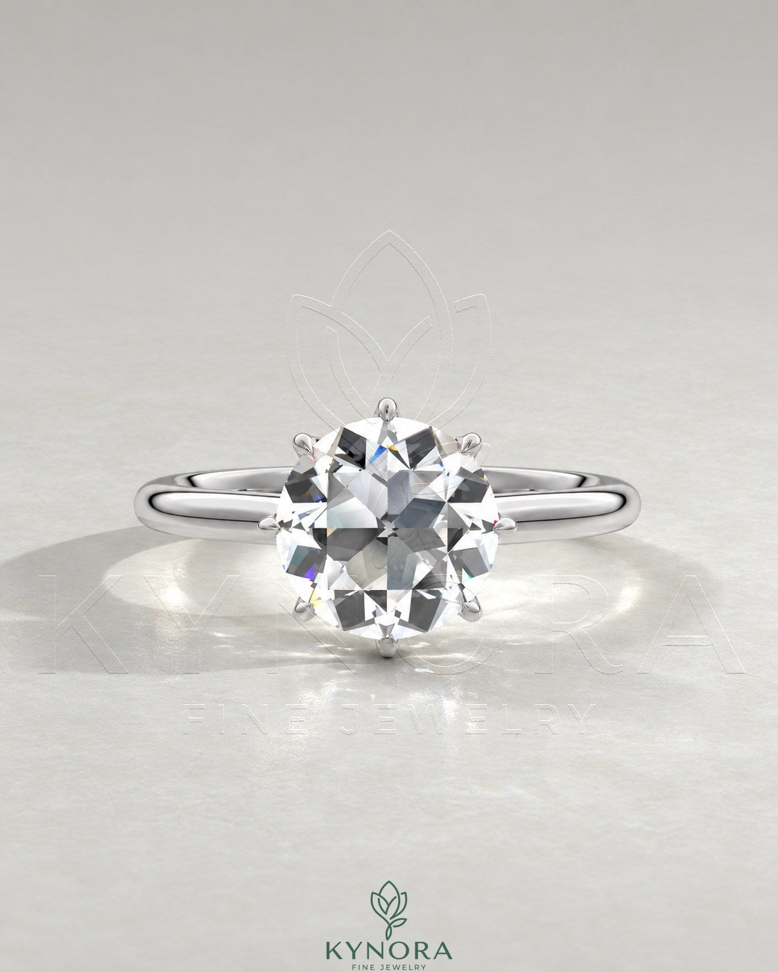 Classic Round Moissanite 6-Prong Solitaire Engagement Ring in 925 Silver Main image