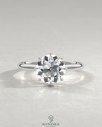 Classic Round Moissanite 6-Prong Solitaire Engagement Ring in 925 Silver