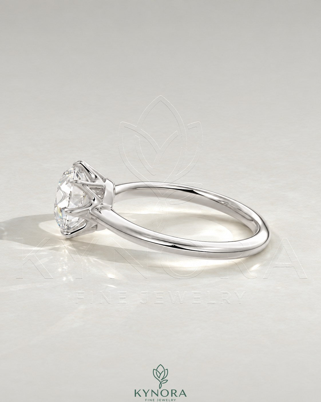 Classic Round Moissanite 6-Prong Solitaire Engagement Ring in 925 Silver