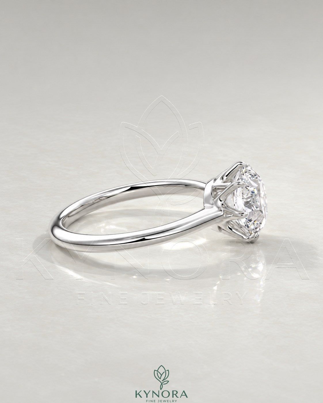 Classic Round Moissanite 6-Prong Solitaire Engagement Ring in 925 Silver