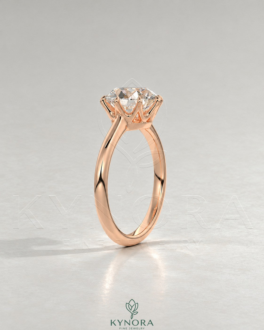 Classic Round Moissanite 6-Prong Solitaire Engagement Ring in 925 Silver