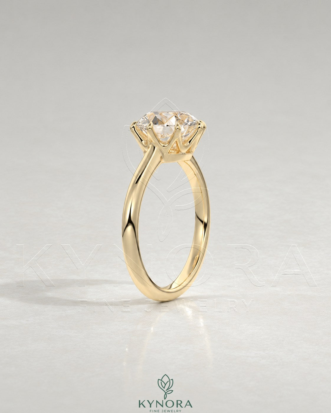 Classic Round Moissanite 6-Prong Solitaire Engagement Ring in 925 Silver