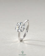 Classic Round Moissanite 6-Prong Solitaire Engagement Ring in 925 Silver