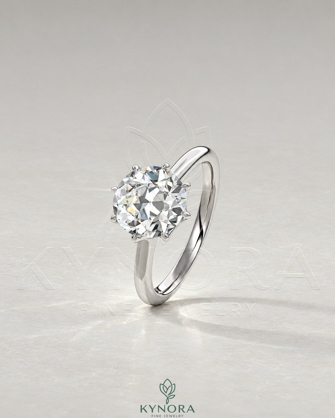 Classic Round Moissanite 6-Prong Solitaire Engagement Ring in 925 Silver