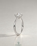 Classic Round Moissanite 6-Prong Solitaire Engagement Ring in 925 Silver