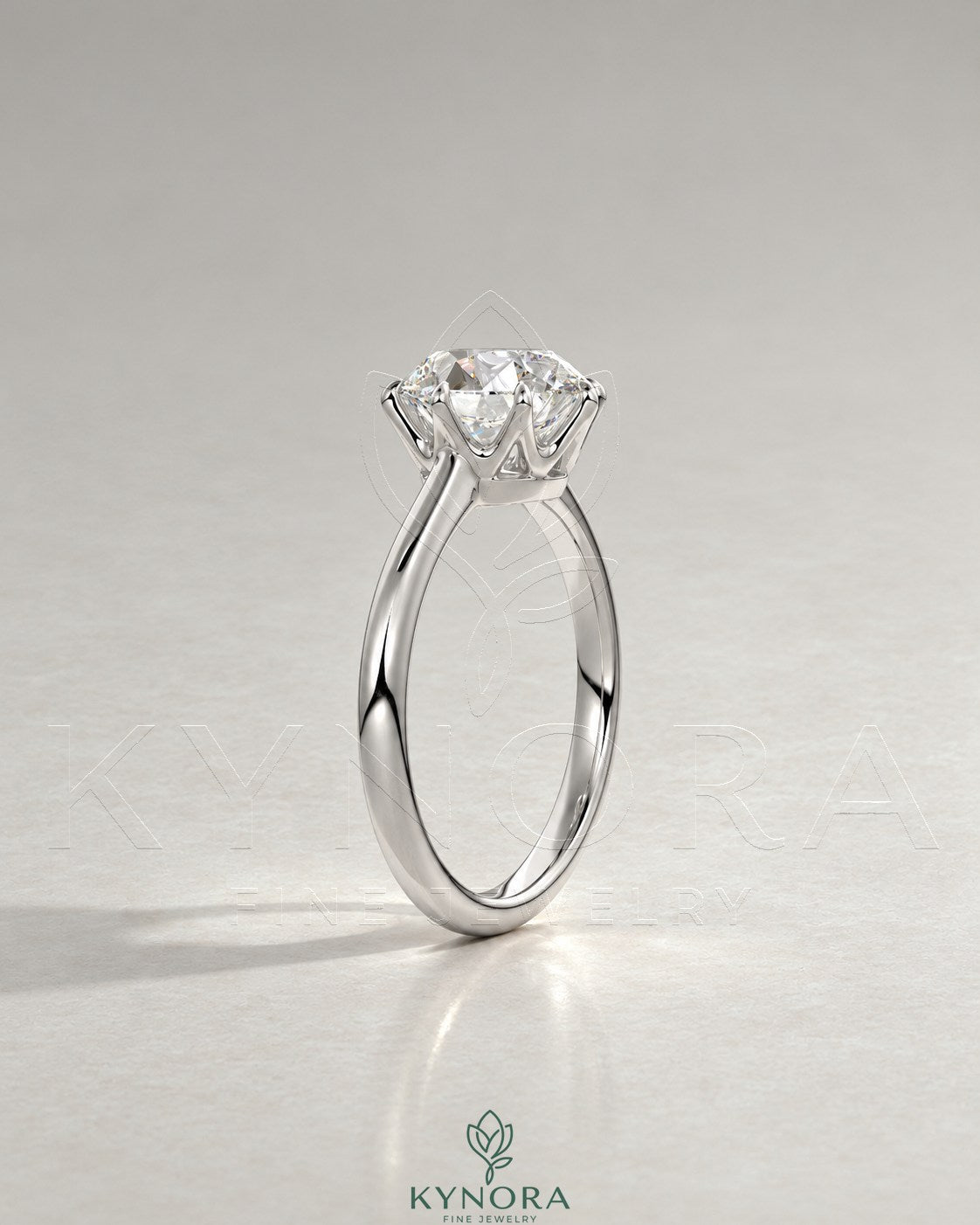 Classic Round Moissanite 6-Prong Solitaire Engagement Ring in 925 Silver