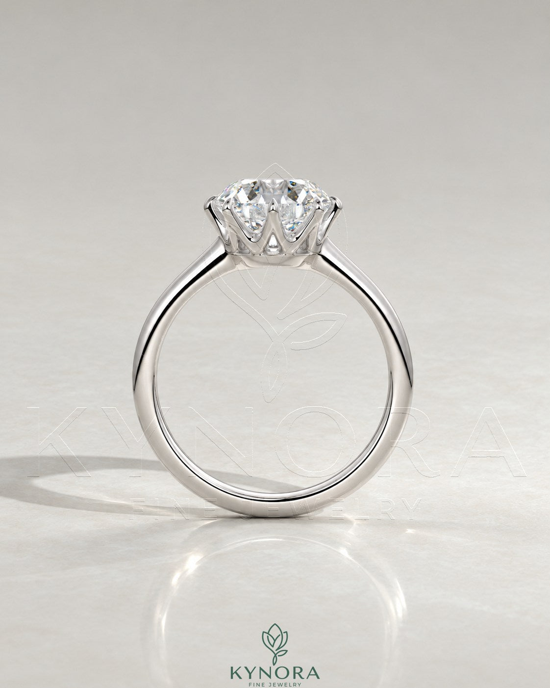 Classic Round Moissanite 6-Prong Solitaire Engagement Ring in 925 Silver