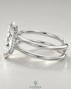 Modern Marquise Moissanite Double Shank Engagement Ring in 925 Silver