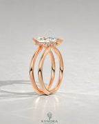 Modern Marquise Moissanite Double Shank Engagement Ring in 925 Silver