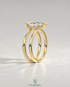 Modern Marquise Moissanite Double Shank Engagement Ring in 925 Silver
