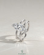 Modern Marquise Moissanite Double Shank Engagement Ring in 925 Silver