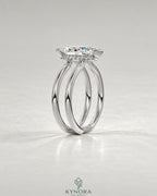 Modern Marquise Moissanite Double Shank Engagement Ring in 925 Silver