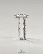 Modern Marquise Moissanite Double Shank Engagement Ring in 925 Silver