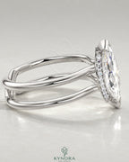 Modern Marquise Moissanite Double Shank Engagement Ring in 925 Silver