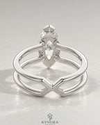 Modern Marquise Moissanite Double Shank Engagement Ring in 925 Silver
