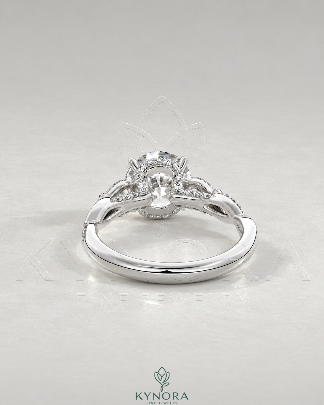Round Moissanite 3-Stone Engagement Ring with Twisted Pavé Shank in 925 Silver