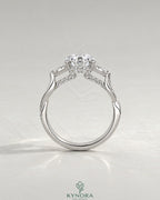 Round Moissanite 3-Stone Engagement Ring with Twisted Pavé Shank in 925 Silver