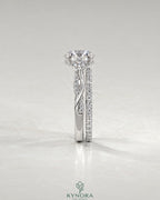 Round Moissanite 3-Stone Engagement Ring with Twisted Pavé Shank in 925 Silver