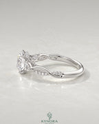 Round Moissanite 3-Stone Engagement Ring with Twisted Pavé Shank in 925 Silver