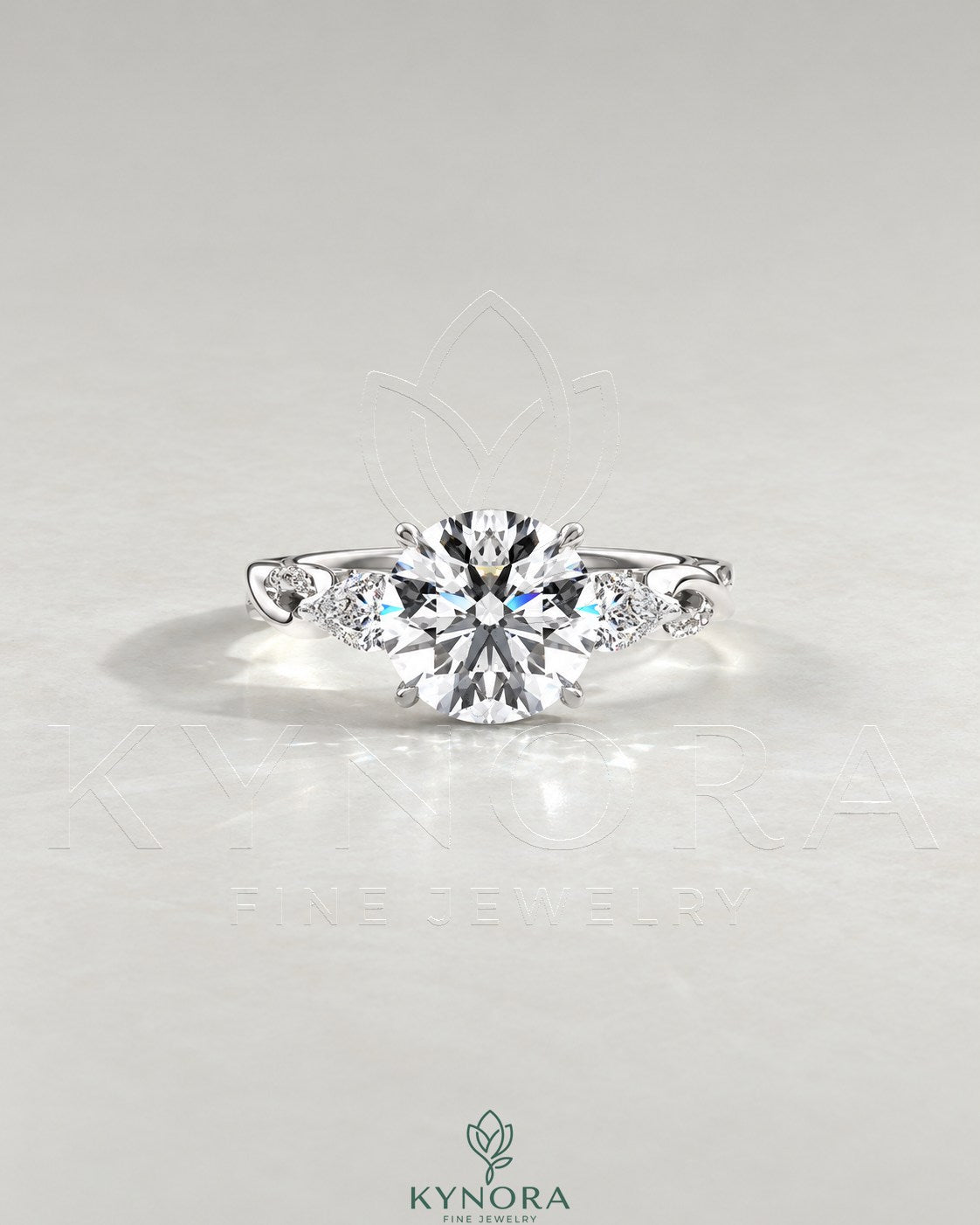Round Moissanite 3-Stone Engagement Ring with Twisted Pavé Shank in 925 Silver