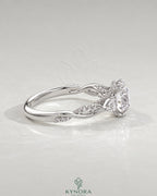 Round Moissanite 3-Stone Engagement Ring with Twisted Pavé Shank in 925 Silver