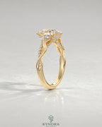 Pear Moissanite 3-Stone Engagement Ring with Twisted Pavé Shank in 925 Silver