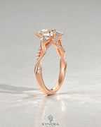 Pear Moissanite 3-Stone Engagement Ring with Twisted Pavé Shank in 925 Silver