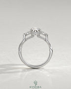 Pear Moissanite 3-Stone Engagement Ring with Twisted Pavé Shank in 925 Silver