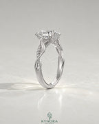 Pear Moissanite 3-Stone Engagement Ring with Twisted Pavé Shank in 925 Silver
