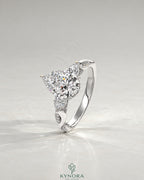 Pear Moissanite 3-Stone Engagement Ring with Twisted Pavé Shank in 925 Silver