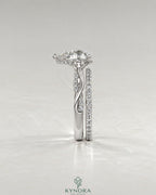 Pear Moissanite 3-Stone Engagement Ring with Twisted Pavé Shank in 925 Silver