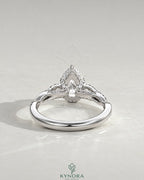 Pear Moissanite 3-Stone Engagement Ring with Twisted Pavé Shank in 925 Silver