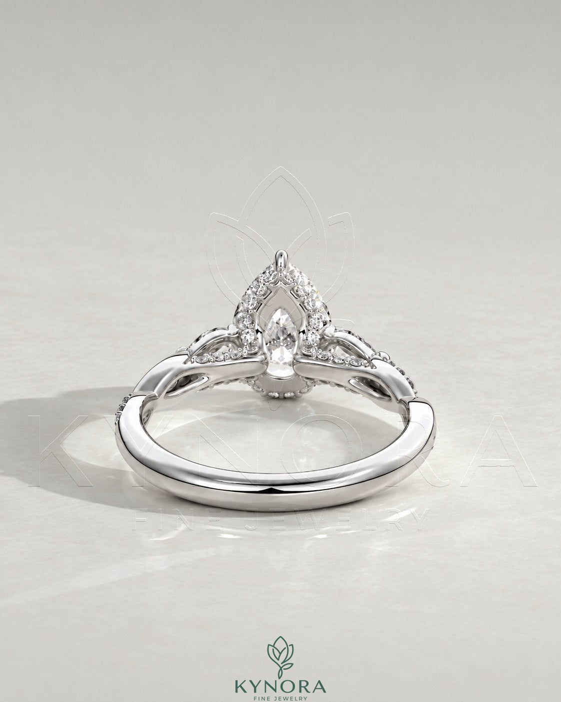 Pear Moissanite 3-Stone Engagement Ring with Twisted Pavé Shank in 925 Silver