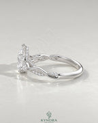 Pear Moissanite 3-Stone Engagement Ring with Twisted Pavé Shank in 925 Silver