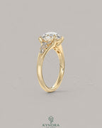 Vintage Rose Cut Moissanite Pavé Engagement Ring in 925 Silver